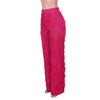 Women Pleated Ruffle Wide Leg Loose Pants Summer Female Mesh Wave Striped Full Trousers FDYFFZC-Y1260