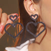 FYUAN Pink Black Heart Rhinestone Drop Earrings for Women Geometric Crystal Dangle Earrings Party Jewelry