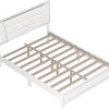 3 Pieces Bedroom Sets Queen Size Upholstered Bed with LED Lights, Nightstands, 3 Piece Wood Bedroom Furniture Set, White