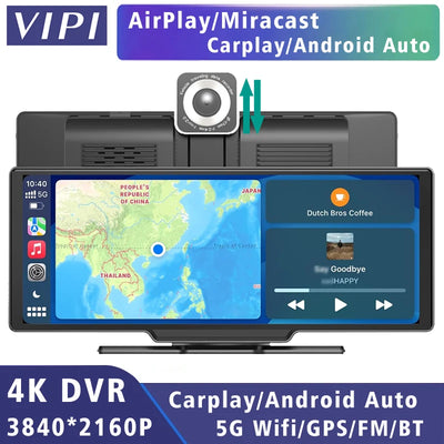 10.26“  Dash Cam 4K 3840*2160P Car Dvr Carplay Android Auto GPS 5G WIFI  Stream RearView Mirror Dashcam Camera Drive Recorder FM
