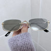 Half Frame Square Sunglasses for women Luxury Brand Small Metal Retro Rectangle Black Sun Glasses Woman Fashion Eyewear