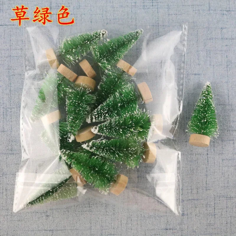 12 Piece DIY Mini Christmas Tree Sisal Silk Cedar - Desktop Decoration Small Christmas Tree 2025 Xmas New Year Navidad Decor