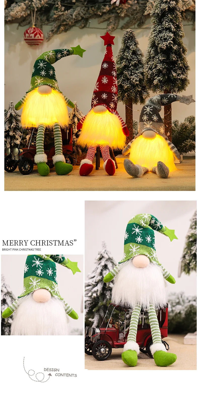 Glowing Gnome Christmas Faceless Doll Plush Toys 6 Styles Santa Claus Merry Christmas New Year Gifts Navidad Natal Home Decor