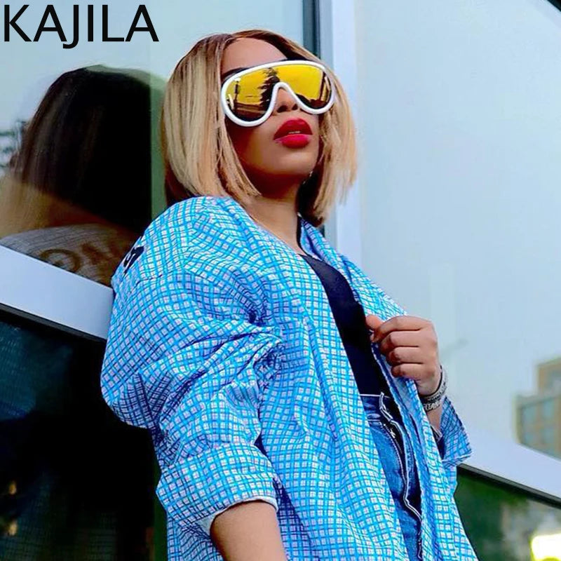 Oversized Wave Mask One-Piece Sunglasses Women Sports Y2K Punk Sun Glasses for Lady 2024 Luxury Brand Steampunk Eyewear Goggle
