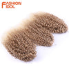 FASHION IDOL 200g 3pcs Afro Kinky Curly Braiding Hair Synthetic Crochet Hair 18 Inch Ombre Brown Passion Twist Hair Extensions