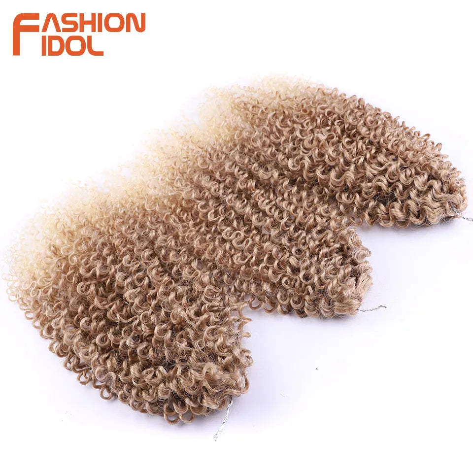 FASHION IDOL 200g 3pcs Afro Kinky Curly Braiding Hair Synthetic Crochet Hair 18 Inch Ombre Brown Passion Twist Hair Extensions