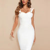 BEAUKEY Summer White Rhinestone Bandage Evening Dress Women Luxury Maxi Spaghetti Strap Red Club Celebrity Evening Party Vestido