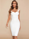 BEAUKEY Summer White Rhinestone Bandage Evening Dress Women Luxury Maxi Spaghetti Strap Red Club Celebrity Evening Party Vestido