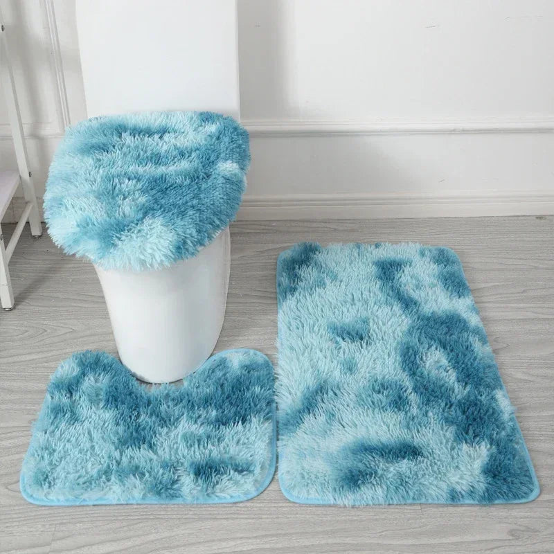 3PCS/set Solid Color Home Carpets Toilet Lid Cover Rugs Kit Non-slip Foot Mat for Bathroom Floor Bath Rug Foot Mat