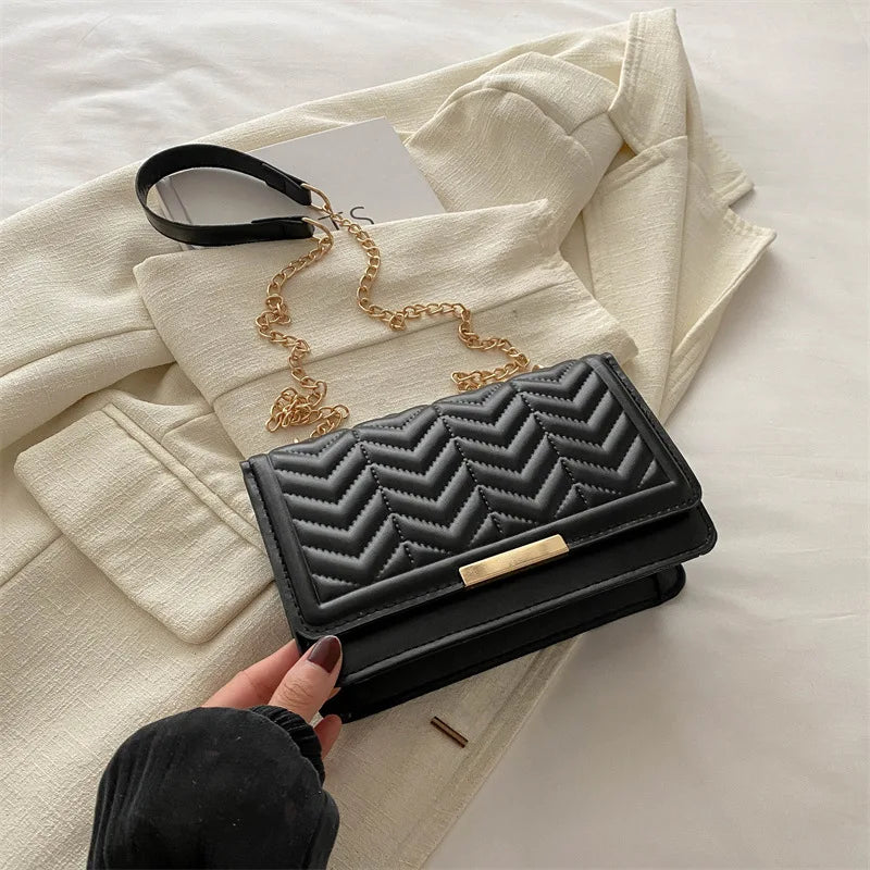 Fashion Striped Women's Shoulder Bag, Chain Strap Crossbody Bags For Daily Used, Ladies Handbags And Purses