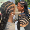 Wear and Go Glueless Wig Synthetic Full Lace Cornrow Braided Wigs Jumbo Box Braids Wig For Black Women Faux Locs Braiding Wigs