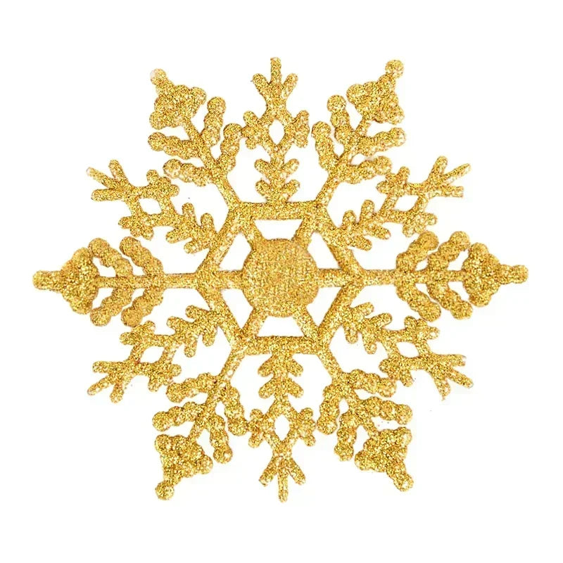 Pack Of 24/12/6 Pieces Snowflakes For Christmas Tree Decoration Blue Snowflakes With Bright Powder Winter New Year Hanging Decor