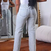 Women's Beading Jeans High Waist Slim Spring Casual Denim Pant Vintage Fashion 2024 Streetwear Straight Jeans Trousers 2024