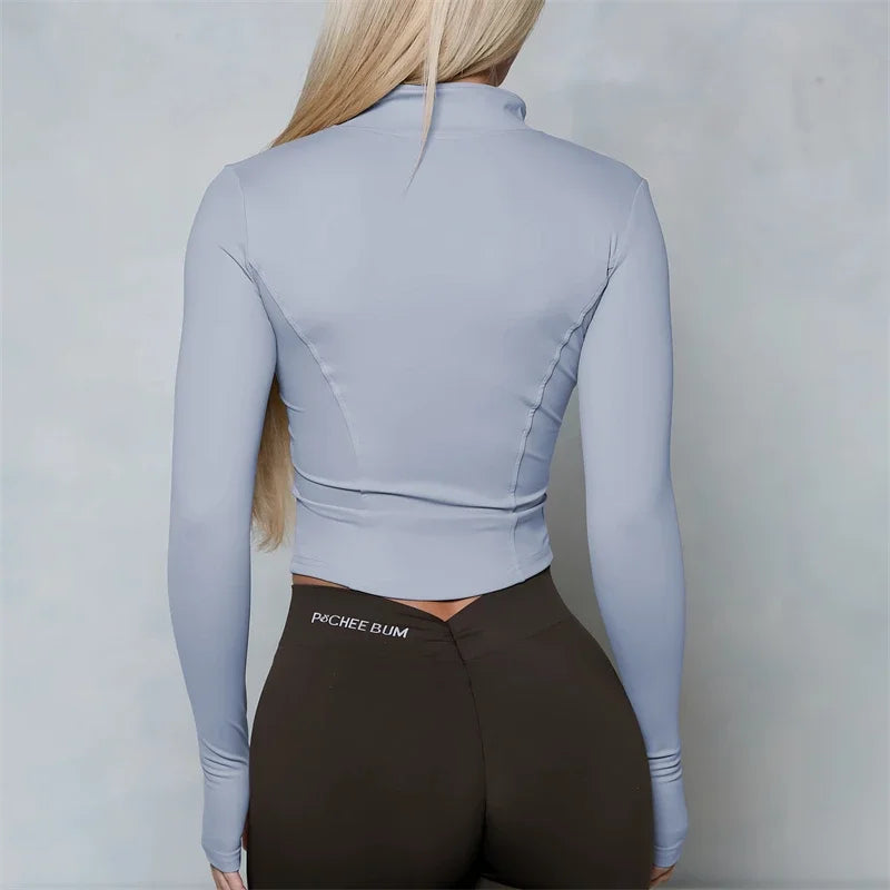Women BUM New Sculpting Jacket Running Elasticity Yoga Jacket Slim Top Coat Women's Sports Jacket Gym Long Sleeves Women Zipper
