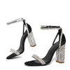 Liyke Sexy Crystal Ankle Strap Sandals Women Elegant Party Wedding Rhinestone High Heels Summer Open Toe Ladies Dress Shoes Gold