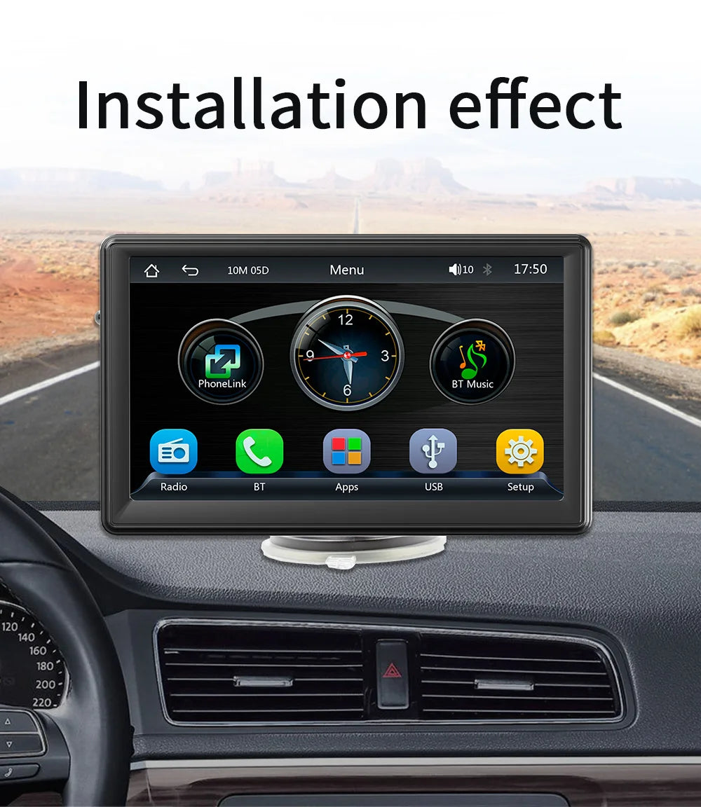 7" Screen Car Monitor Radio Wireless Carplay Android-Auto Bluetooth FM Transmitter Touch Screen Multimedia Video Player B500W