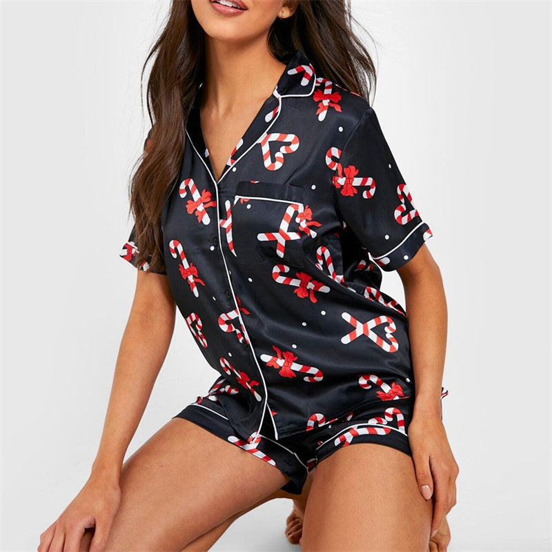 Nutcracker Pajamas Women Christmas Pajama Set Short Sleeve Tops+Elastic Waist Shorts Santa Claus Avatar Print Sleepwear Outfits