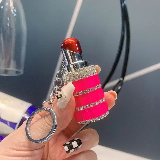 Luxury Diamond Lipstick Inflatable Lighter Mini Butane Pink Water Diamond Portable Lighter High End Women's Smoking Gift