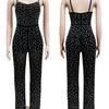HBLL Women Club Outfits Spaghetti Strap Bodycon Jumpsuits Sparkly Rhinestone Romper Birthday Night Out One Piece Clubwear