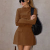 Dulzura Long Sleeves Zipper Bodycon Mini Dress With Pocket Solid Elegant Outfit Office Streetwear Women’S Autumn Winter Clothes