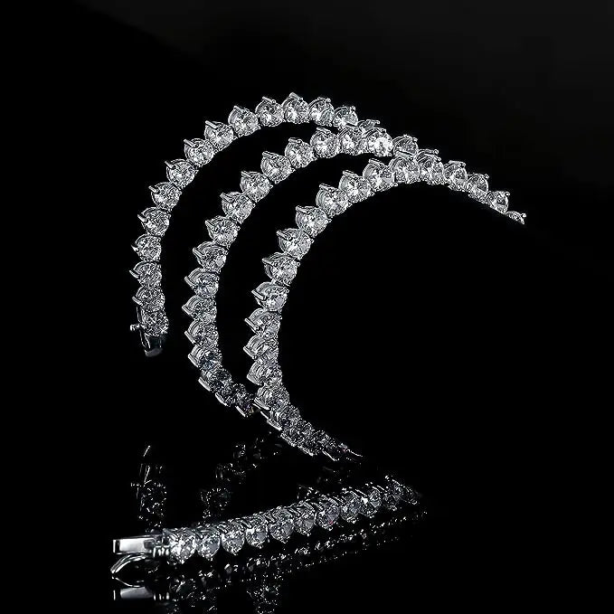 Houtros 3mm Full Moissanite Tennis Necklace 925 Sterling Silver 3 Prong Diamond Neck Chain Wedding Party Luxury Jewelry GRA