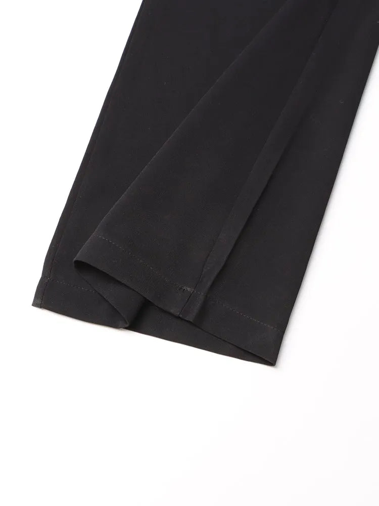 TWOTWINSTYLE Solid Wide Leg Pants For Women High Waist Hollow Out Spliced Diamonds Loose Straight Pant Female Fashion Clothing