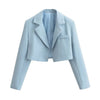 Autumn Notched Collar Open Stitching Blazer Vintage Women Full Sleeve High Waist Short Suit Cool Girl Coat Outwear
