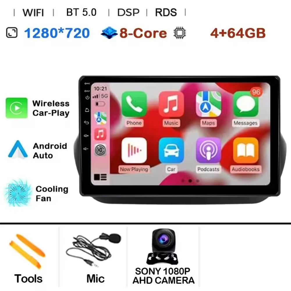 Android 14 Radio For Fiat Fiorino Qubo For Citroen Nemo For Peugeot Bipper 2008-2017 Car stereo Multimedia Player Carplay Auto