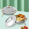 Dish Stainless Steel Cooking Round Buffet Warmer Tray Durable Frame with Lid Fuel Holder Cookware Set
