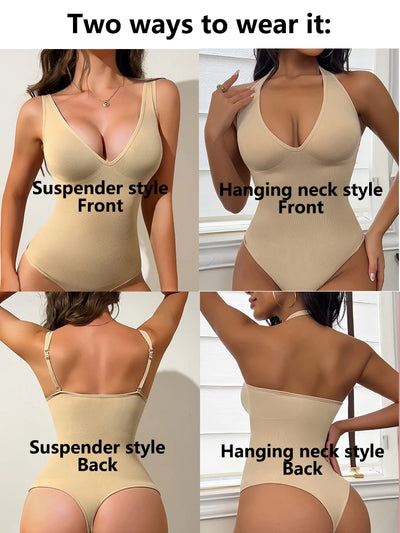 Sexy Sleeveless Bodycon Jumpsuit Women Fashion Camisole Top Abdomen Control Bodysuit Party Hotel Streetwear Outerwear Shapewear