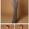 VC Sexy Deep V Plunge Neck Backless Sequins Mesh Sparkly Silver Maxi Long Dress Elegant Party Evening Outfits Vestido