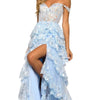 Amanda Elegant Off Shoulder Multilayer Prom Dress Customized Side High Split Lace Vestidos De Fiesta Princess Shiny فساتين سهرة