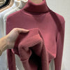 Turtleneck Winter Sweater Women Elegant Thicken Velvet Lined Warm Sueter Knitted Pullover Slim Tops Jersey Knitwear Jumper New