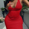 Sexy Deep U Neck Wrap Chest Slim Bodycon Dress Women Sleeveless Solid Color Skinny Dress Elegant Club Party Vestidos
