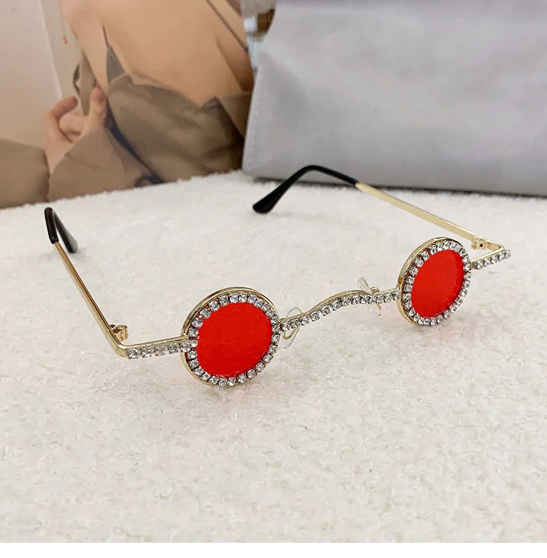 Fashion Diamond Round Sunglasses Women Luxury Rhinestone Shades UV400 Sun Glasses Female Punk Brand Designe Eyewear Men Eyeglass