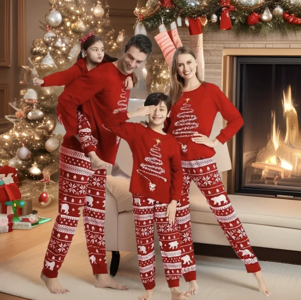 Christmas Family Matching Pajamas Set 2025 Mom Dad Kids Elk Print 2Pcs Clothes Baby Romper Family Look Soft Sleepwear Xmas Gift