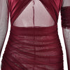 Articat Elegant Mesh Patchwork Long Sleeve Bodycon Party Club Evening Dress Sexy Double Layer Perspective Vestido Autum Clothing