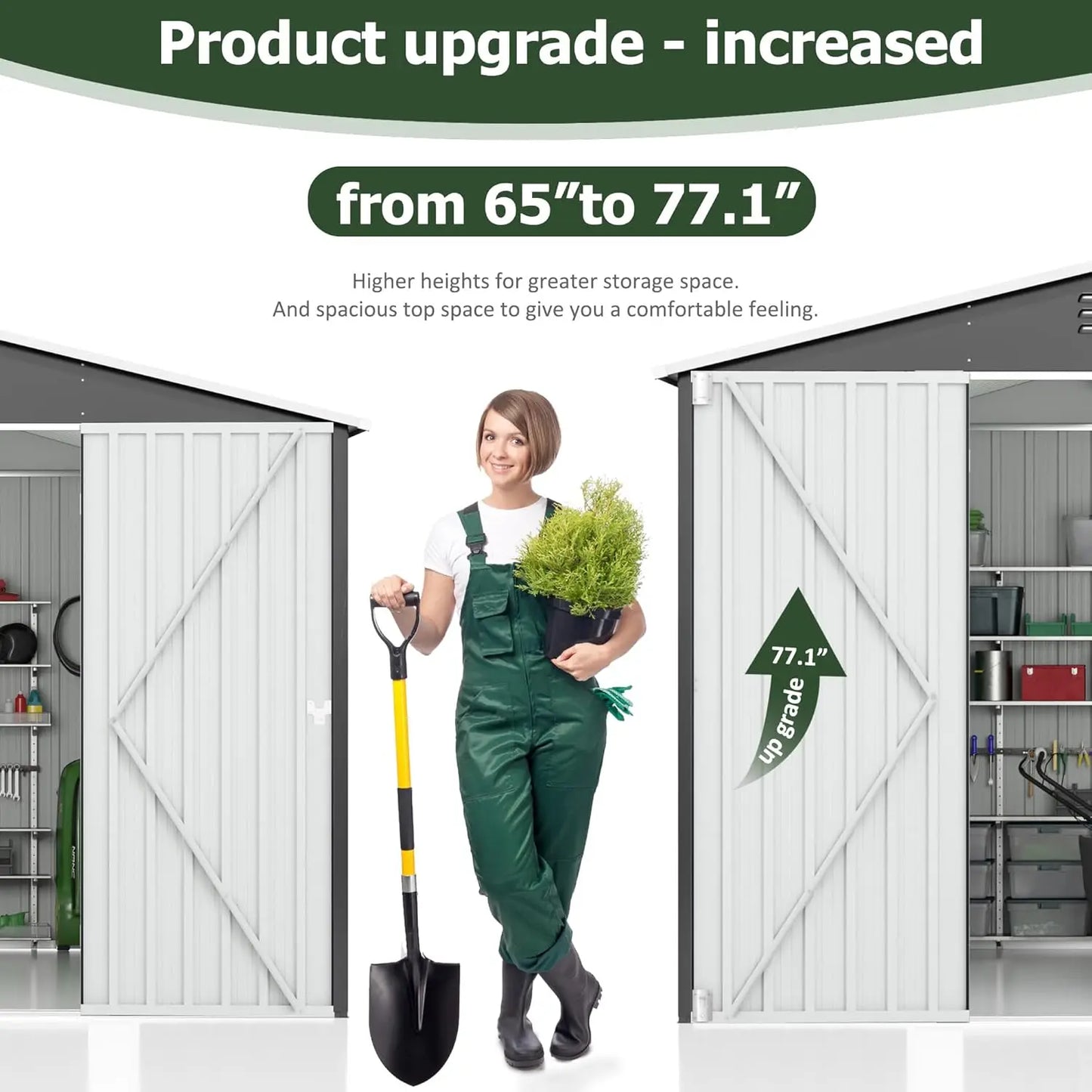 6x8 FT Outdoor Storage Shed, Garden Shed with Updated Frame Structure and Lockable Doors, Metal Tool Sheds for Backyard Garden