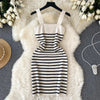 Striple 2024 Sexy Summer Knit Strap Dress Women Tank Elatic Waist Bodycon Sundress Female Beach  Backless Midi Dress
