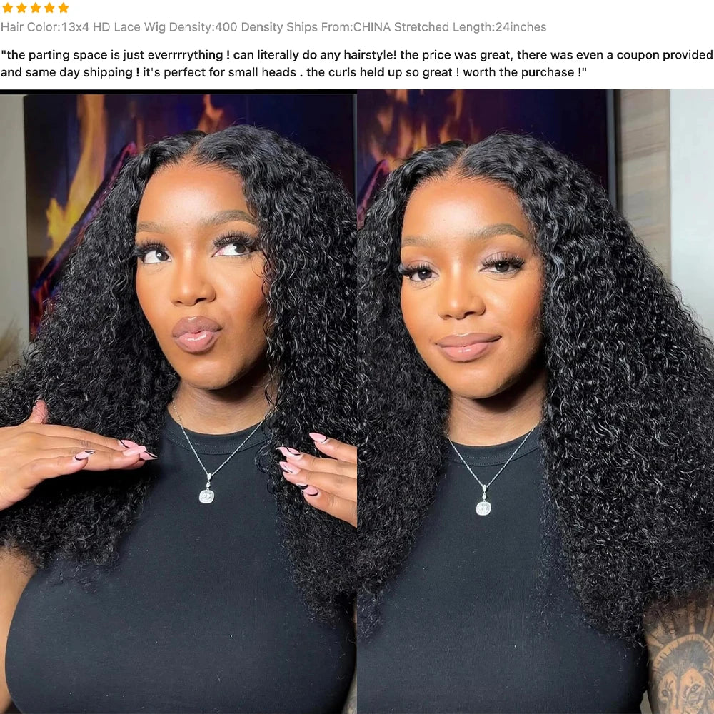 500 Density Glueless Wigs Human Hair Kinky Curly 13x6 Hd Lace Frontal Wig Brazilian 100% Human Hair Preplucked Wigs For Women