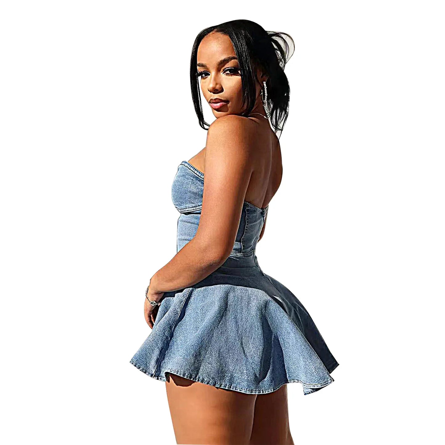 Chest Wrap Sexy Dress Women Sleeveless Backless Splicing Slim Fit Strapless Mini Dresses Sexy A Line 2024 Denim Vestidos