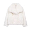 TRAF 2024 Woman Autumn Winter Faux Fur Coat Plush Fluffy Women's Jacket New in Outerwears White Red Gray Black Wool Blends Coats