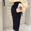 Plus Size Formal Black Wrap Neck Batwing Sleeve Long Sleeve Fold Maxi Dresses
