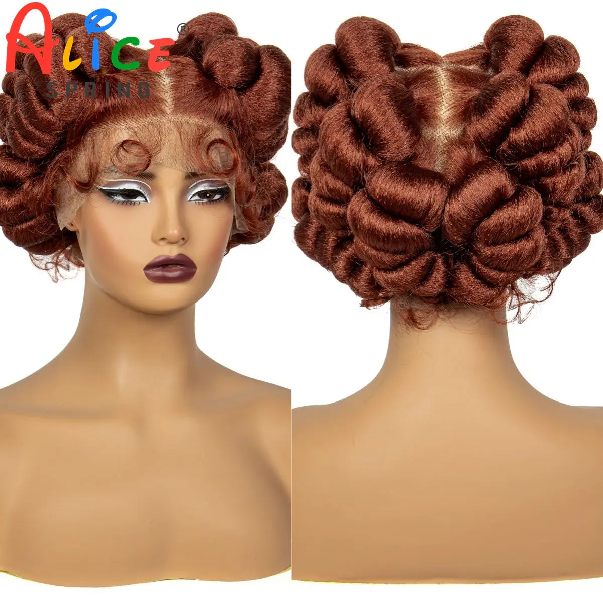 Natural Color 6Inch Transparent Full Lace Braided Wigs Short Cute Handmade Bantu Synthetic Braided Lace Wigs Knotless Braids Wig