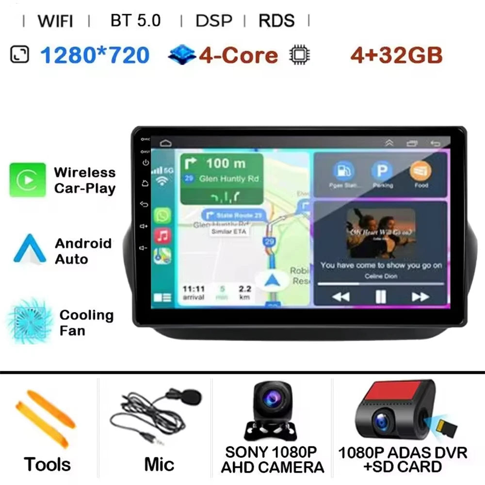 Android 14 Radio For Fiat Fiorino Qubo For Citroen Nemo For Peugeot Bipper 2008-2017 Car stereo Multimedia Player Carplay Auto