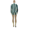 Women's Clothing Fashion Striped Sets Long Sleeve Polo-Neck T Shirt and Shorts 2025 Spring Summer 2 Two Piece Set Tracksuit