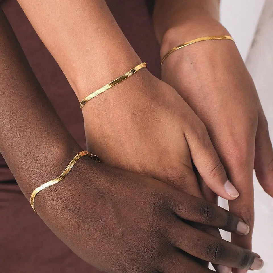 eManco Stainless Steel Adjustable Classic Snake Chain Bracelet Women's Gold Plated Jewelry Wholesale