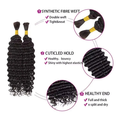 AOSIQUEEN Synthetic Deep Wave Bulk hair For Braiding No Weft Deep Wave For Braiding Micro Faux Braiding Hair for Boho Braids