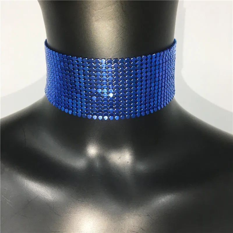 Fashion Metal Sequins Chokers Necklace Jewelry Women Statement Choker Wedding Necklace Jewelry Accessories For A Gift