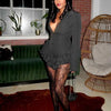 Women Slim Fit Casual Blazer Sexy V Neck Spring Long Sleeve Blazer Jumpsuit Ruffled Bodysuit Black Jumpsuit Night Club Wear